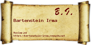 Bartenstein Irma névjegykártya